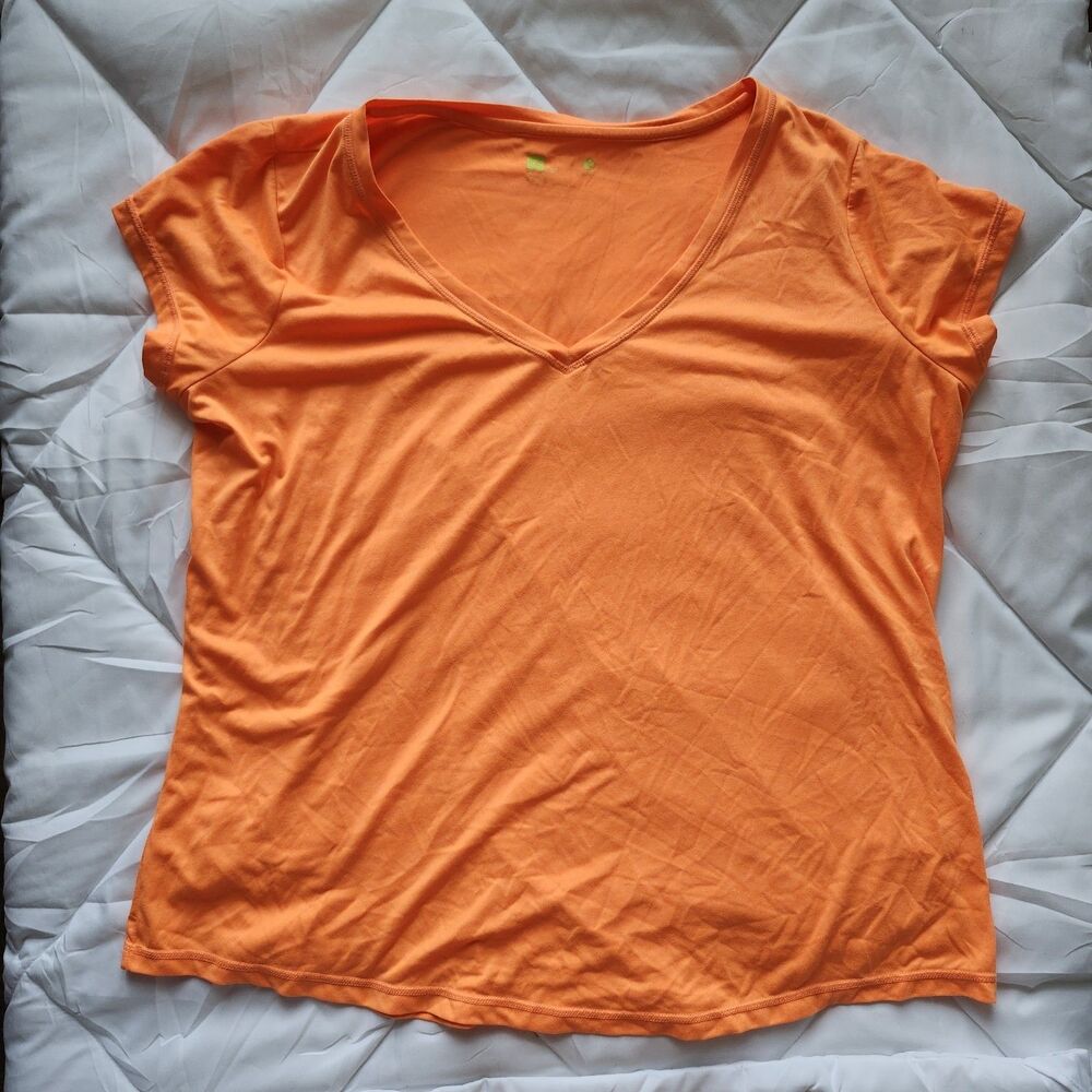 Xersion Orange V-Neck Cap Sleeve T-Shirt Size XXL